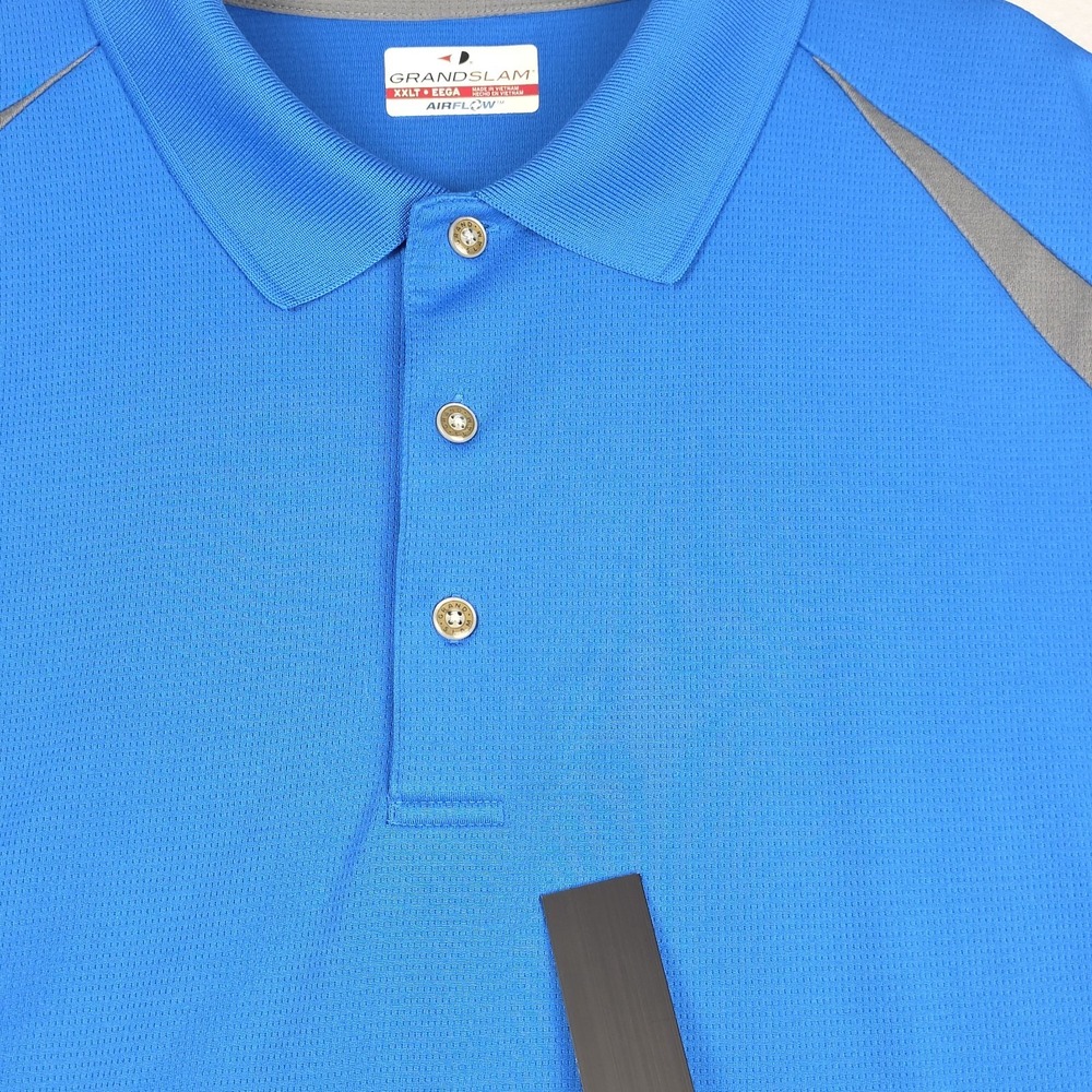 Grand Slam‎ Airflow Mens Golf Polo XXLT Vibrant Blue Short Sleeve Breathable - Picture 10 of 16